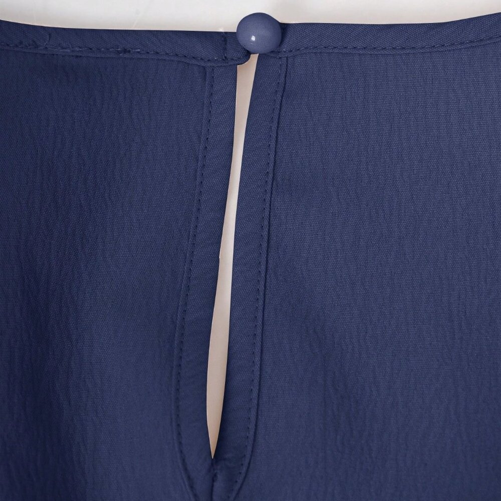 Navy Blue Elegant Women's Solid Color Lantern Sleeve Jumpsuit - Picture 5 of 9